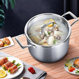 SOGA 20cm Stainless Steel Soup Pot Stock Cooking Stockpot Heavy Duty Thick Bottom with Glass Lid