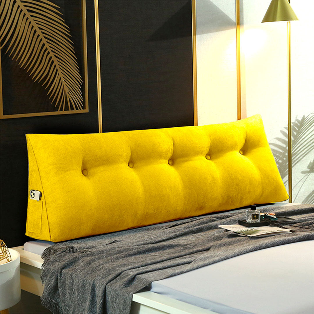 SOGA 2X 100cm Yellow Triangular Wedge Bed Pillow Headboard Backrest Bedside Tatami Cushion Home Decor