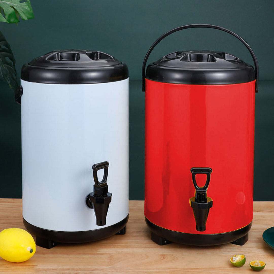 SOGA 2X 12L Stainless Steel Insulated Milk Tea Barrel Hot and Cold Beverage Dispenser Container with Faucet Red