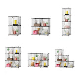 SOGA 2X Black Portable 4-Cube Storage Organiser Foldable DIY Modular Grid Space Saving Shelf