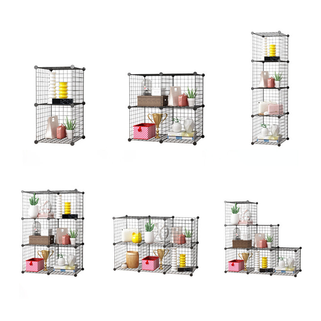 SOGA Black Portable 3 Tier Cube Storage Organiser Foldable DIY Modular Grid Space Saving Shelf