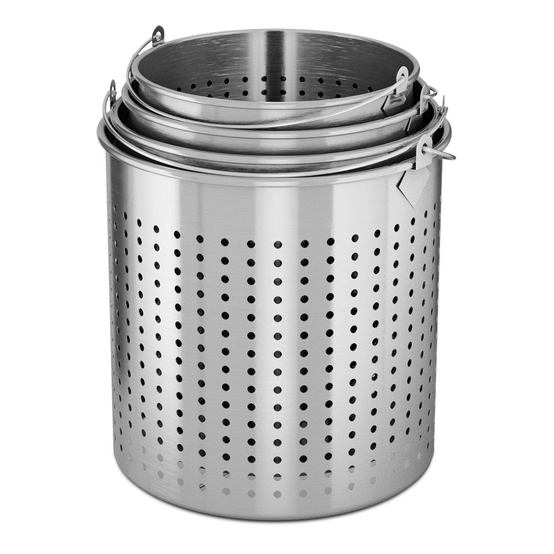 SOGA 2X 98L 18/10 Stainless Steel Perforated Stockpot Basket Pasta Strainer with Handle