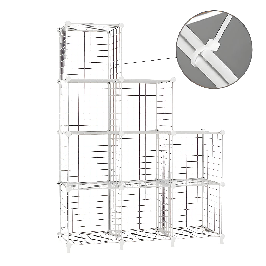 SOGA 2X White Portable 9-Cube 3 Column Storage Organiser Foldable DIY Modular Grid Space Saving Shelf 149cm