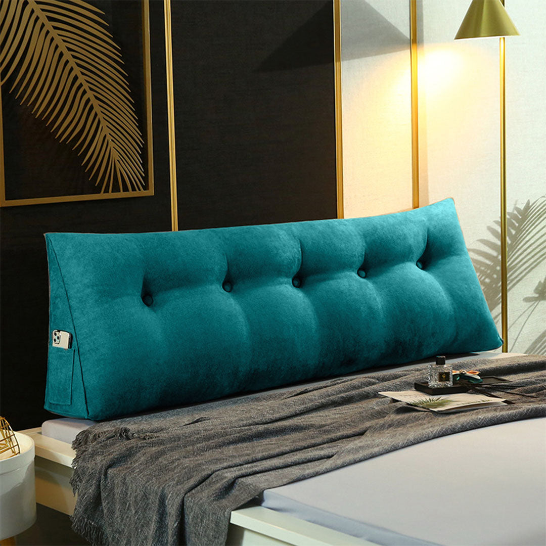 SOGA 2X 100cm Blue Green Triangular Wedge Bed Pillow Headboard Backrest Bedside Tatami Cushion Home Decor