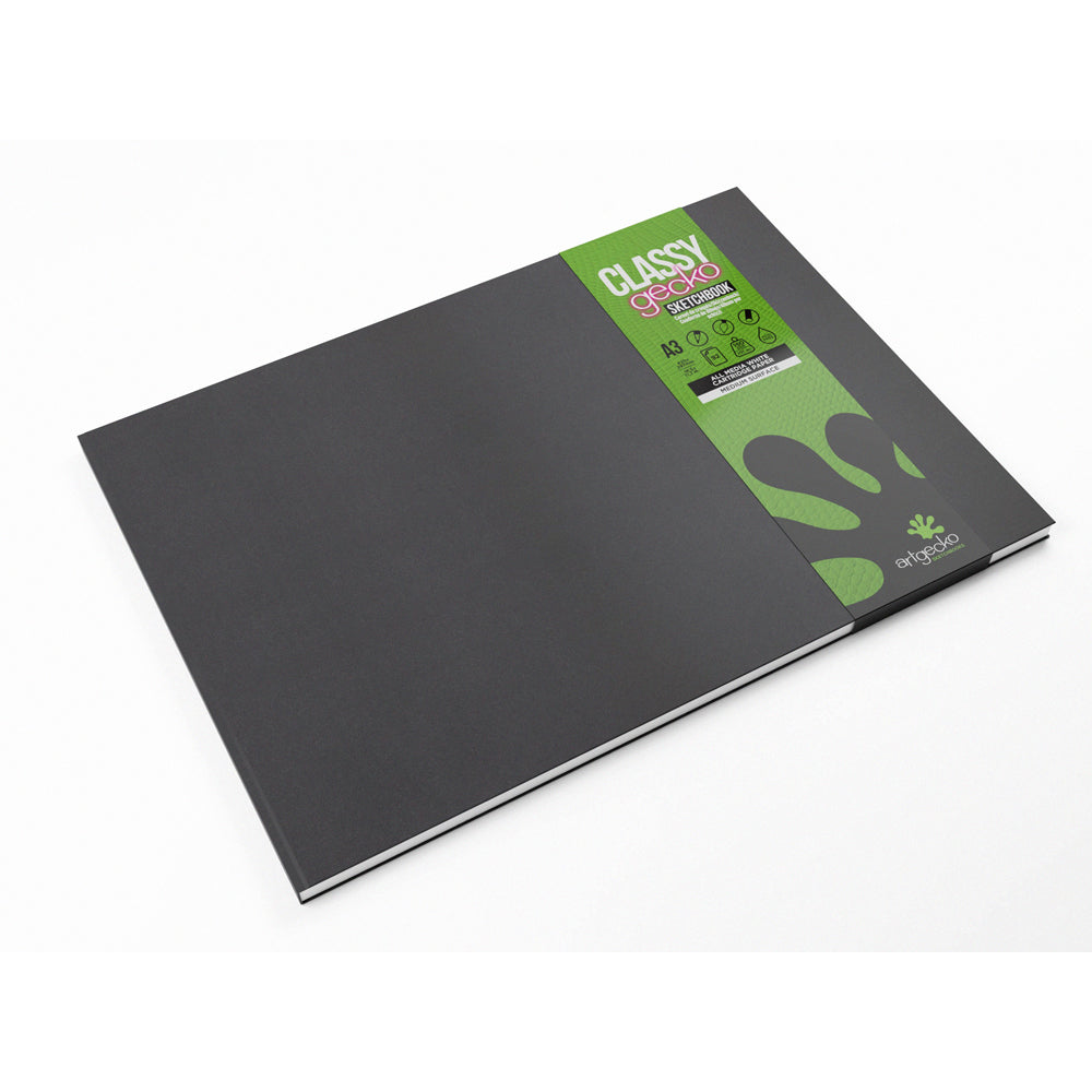 Artgecko Classy Sketchbook Casebound A3 Landscape 92 Pages 46 Sheets 150gsm White Paper - Cafe Supply