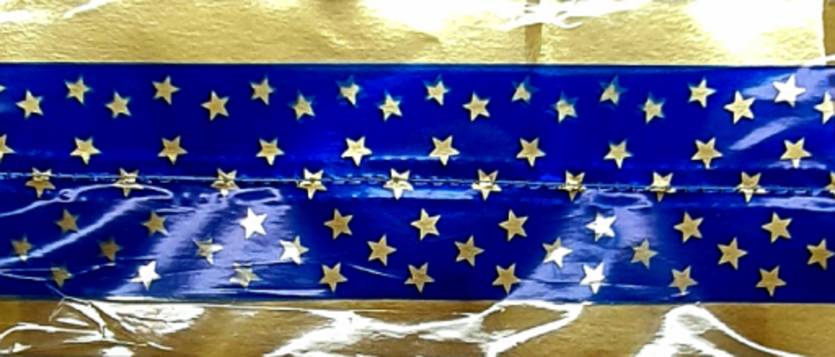 Cake Band Star Royal Blue/Gold 63mm (1m)