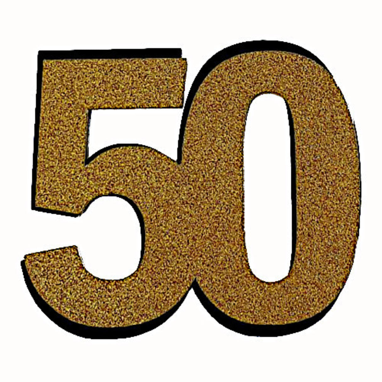 50th Glitter Gold Cake Topper (Card 85x70mm)