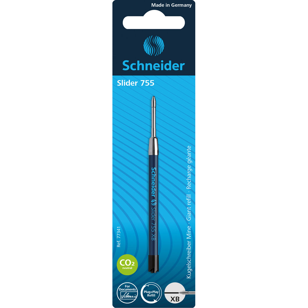 Schneider Pen Refill Ballpoint 755 Extra Broad Black 1 piece (Fits Parker) - Cafe Supply