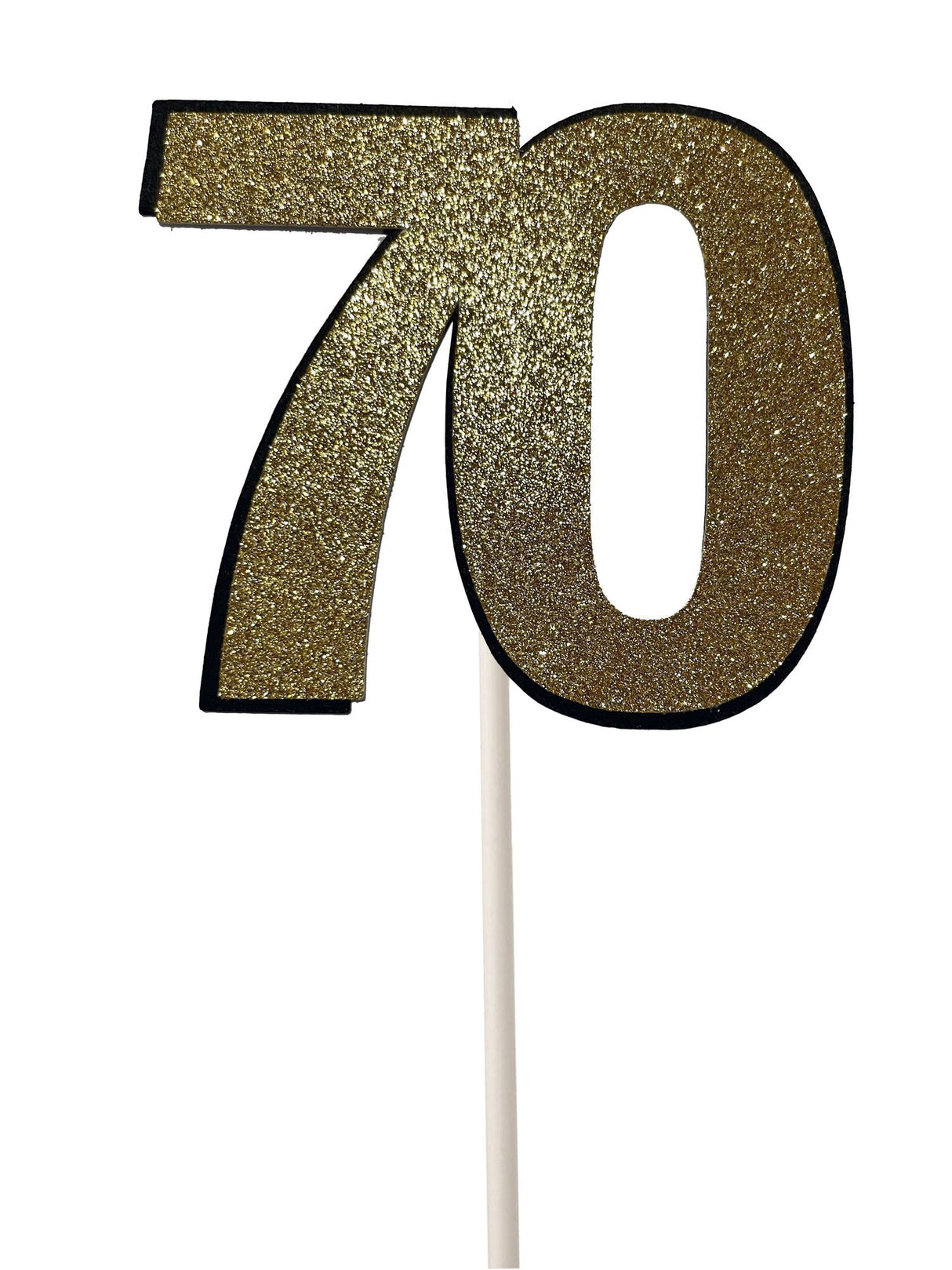 70th Glitter Gold Cake Topper (Card 85x70mm)