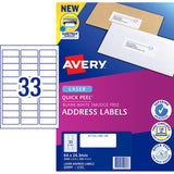 Avery Label L7157-100 64x24.3mm 33up 100 Sheets - Cafe Supply