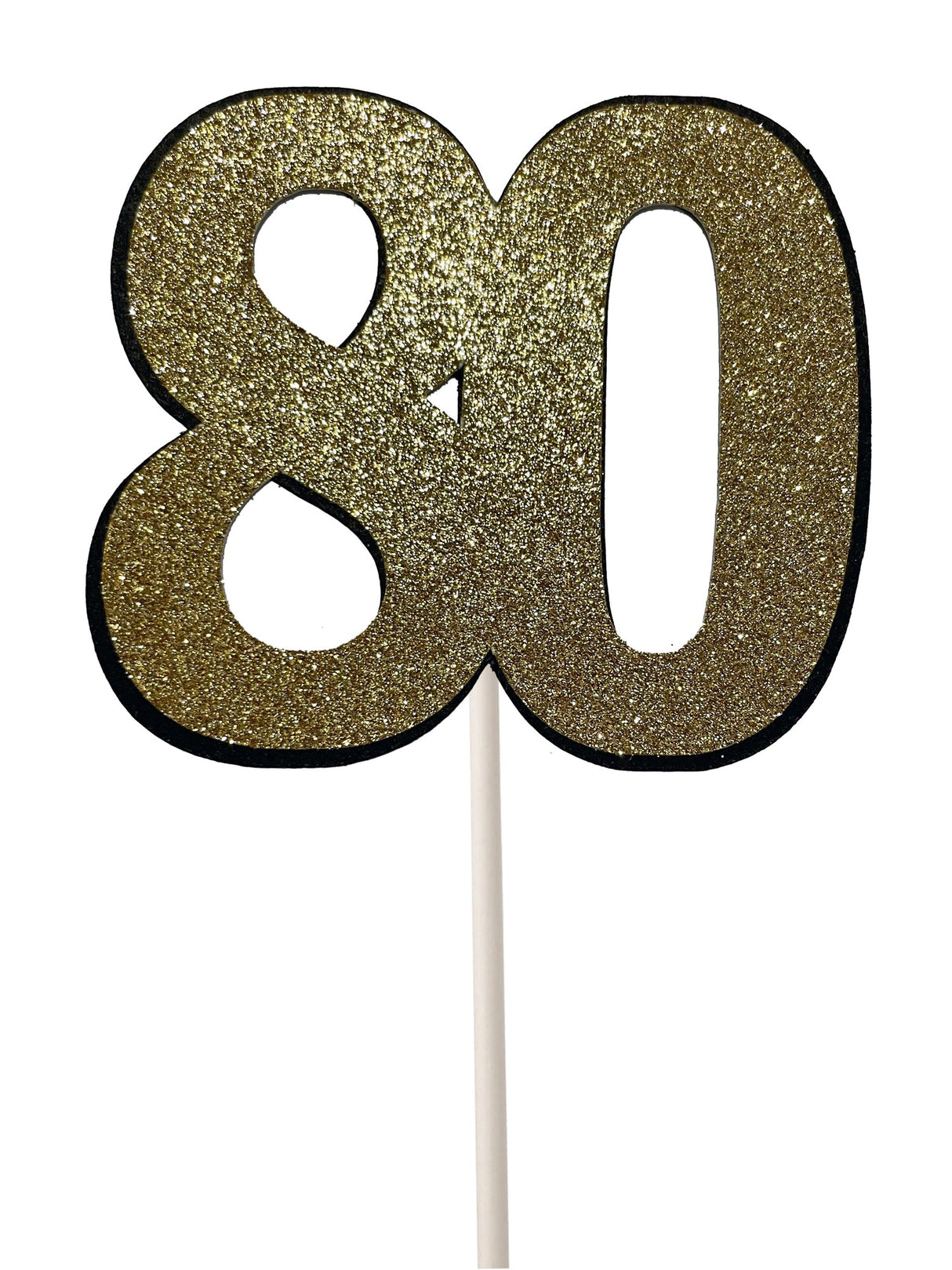 80th Glitter Gold Cake Topper (Card 85x70mm)