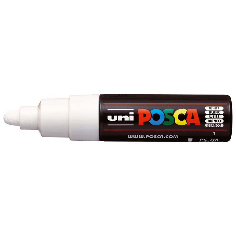 Uni Posca Marker 4.5-5.5mm Bold Bullet White PC-7M - Cafe Supply