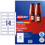 Avery Label L7123 Rectangular Glossy Label 14up 10 Sheets 80x35mm - Cafe Supply