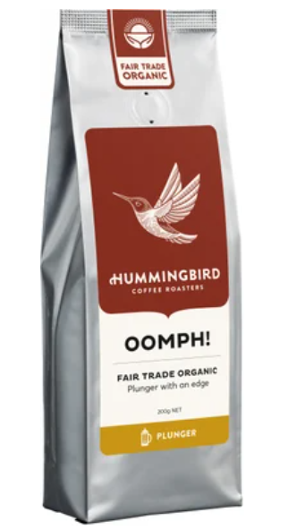 Hummingbird Oomph! Fair Trade Organic Fresh Plunger Grind Coffee 200g