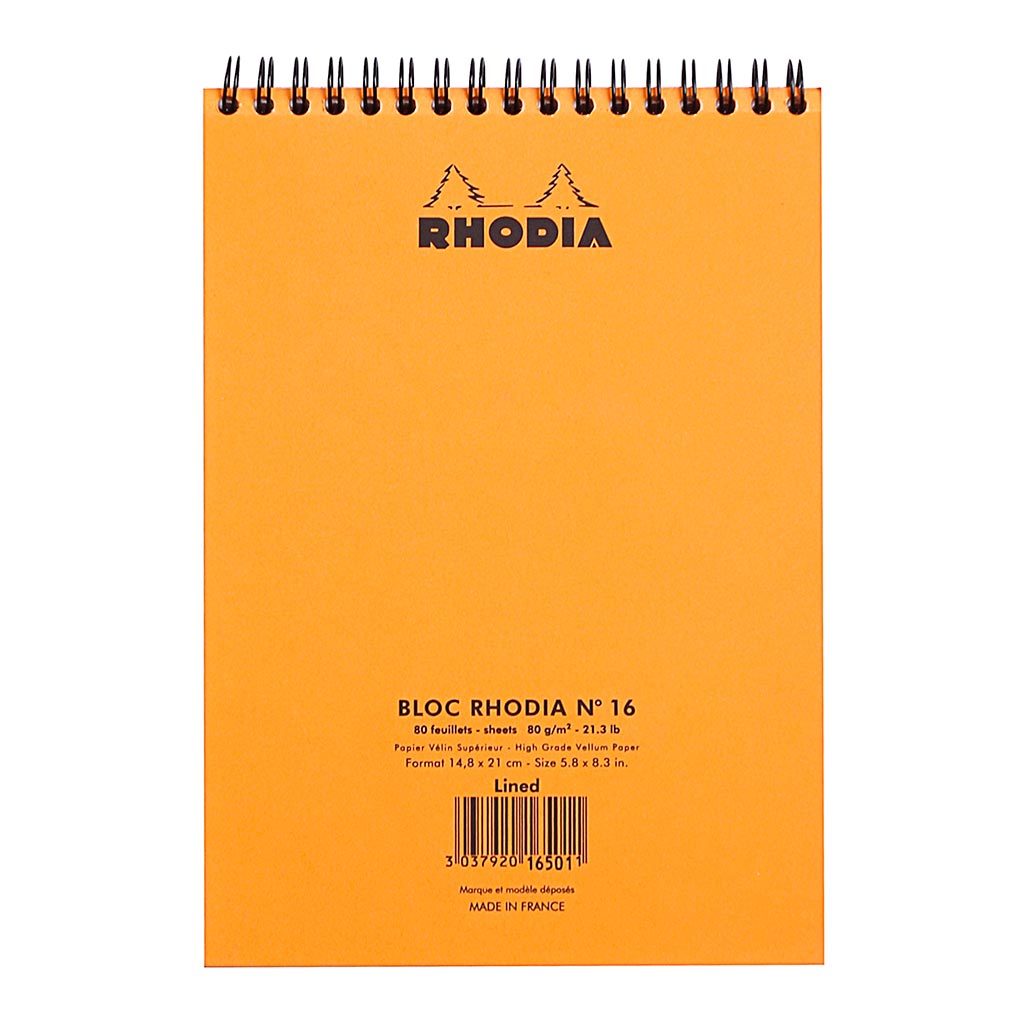 Rhodia Classic Notepad Spiral A5 Lined Orange