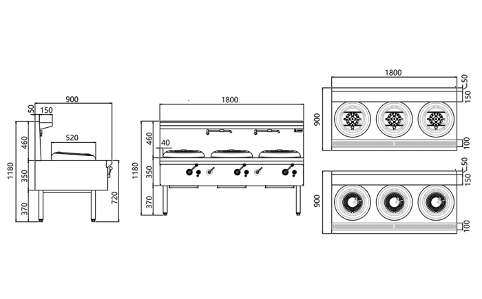 JASPER Triple Wok Range(chimney burner) LPG