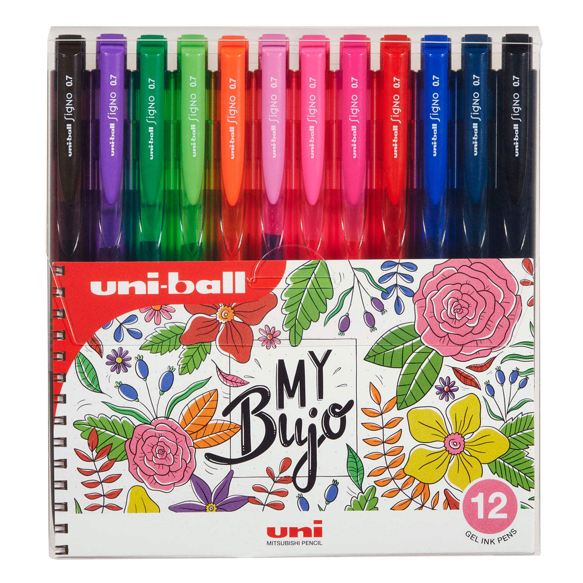 Uni Signo RT1 0.7mm Retractable 12 Pack Floral UMN155