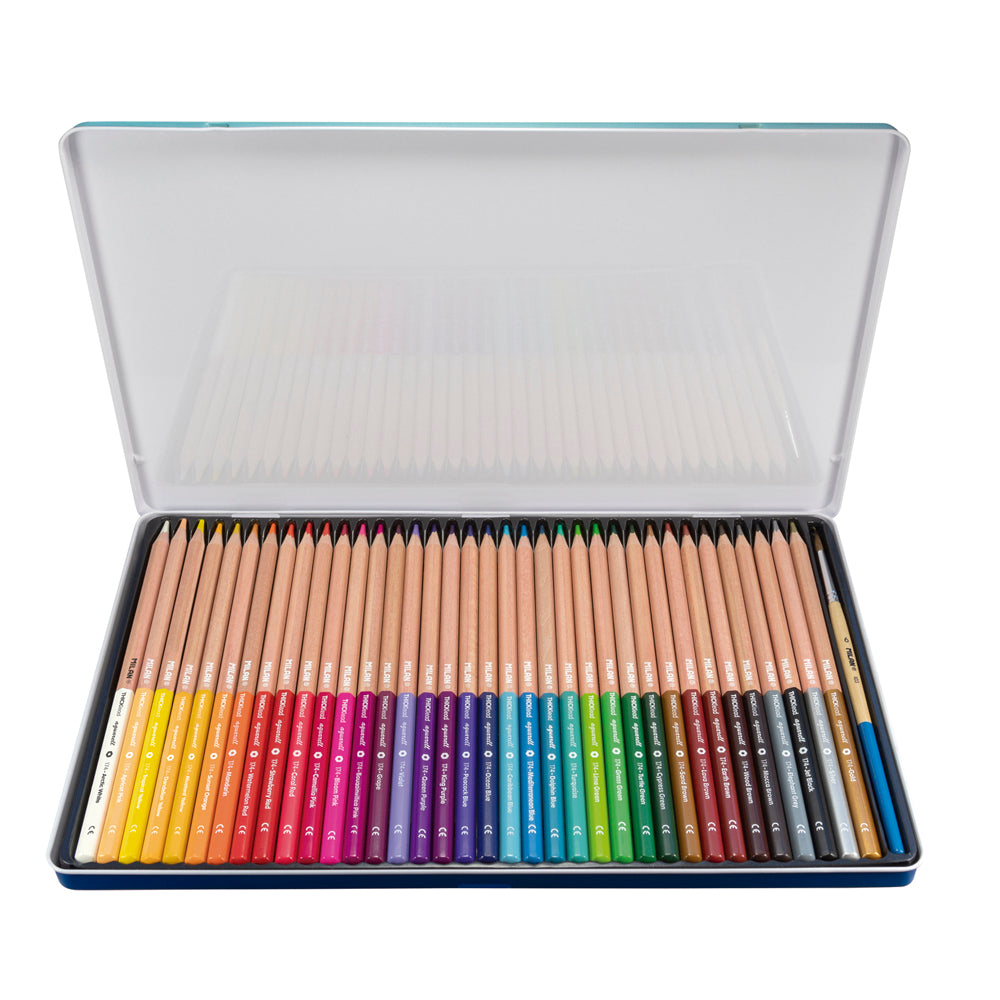 Milan Coloured Pencils Hexagonal Watercolour Metal Box Pack 36