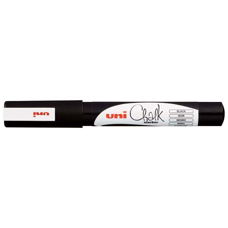 Uni Chalk Marker 0.9-1.3mm Bullet Tip Black PWE-3MS - Cafe Supply