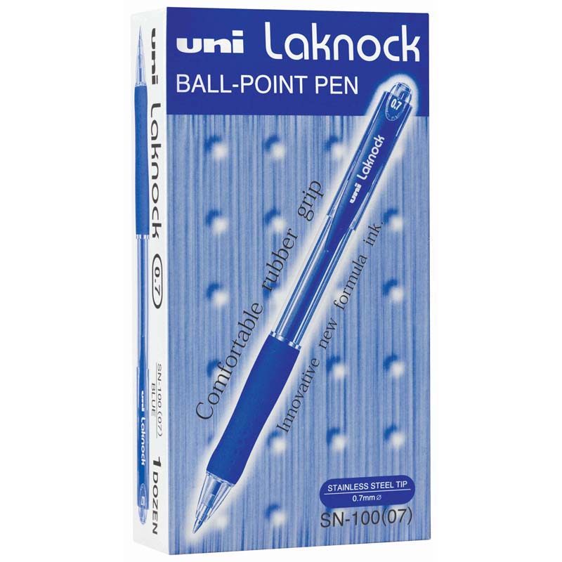 Uni Laknock 0.7mm Retractable Fine Blue SN-100 - Cafe Supply