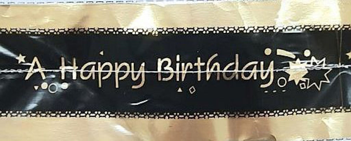 Cake Band Happy Birthday Black/Gold 63mm (1m)