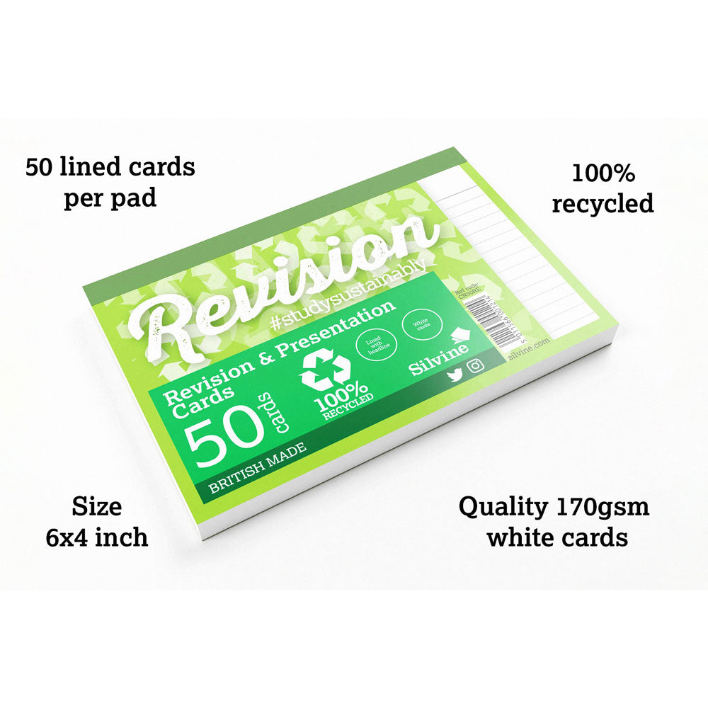 Luxpad Recycled Revision and Presentation Card Pad Ruled 6x4 White - Cafe Supply