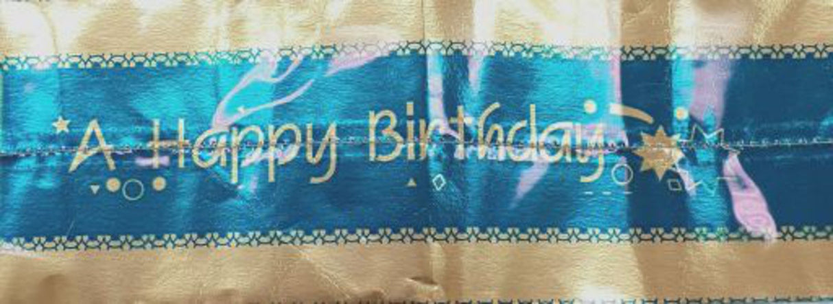 Cake Band Happy Birthday Blue/Gold 63mm (7m)