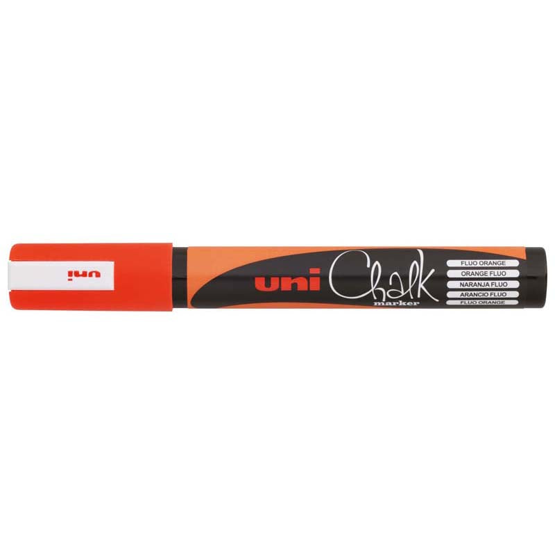 Uni Chalk Marker 1.8-2.5mm Bullet Tip Fluoro Orange PWE-5M - Cafe Supply