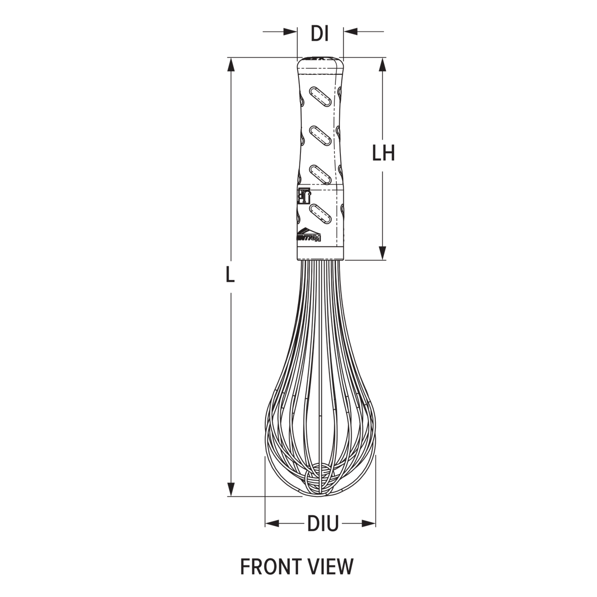 10-inch stainless steel piano whip with nylon handle