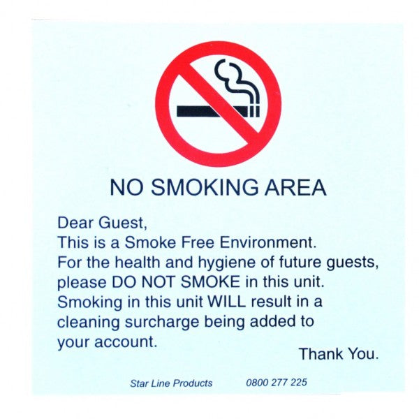 No-Smoking Will Charge PVC 105x105 Wall