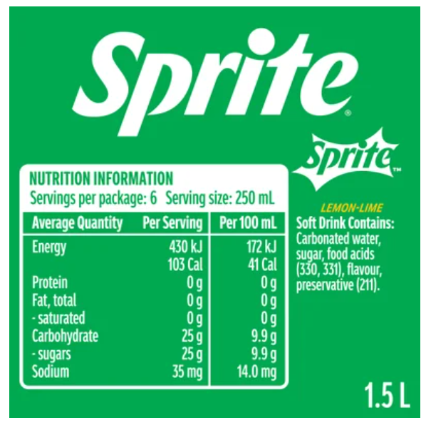 Sprite Natural Flavour Soft Drink 1.5l