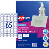 Avery Label L7551-25 Clear 65up 25 Sheets 38x21mm - Cafe Supply