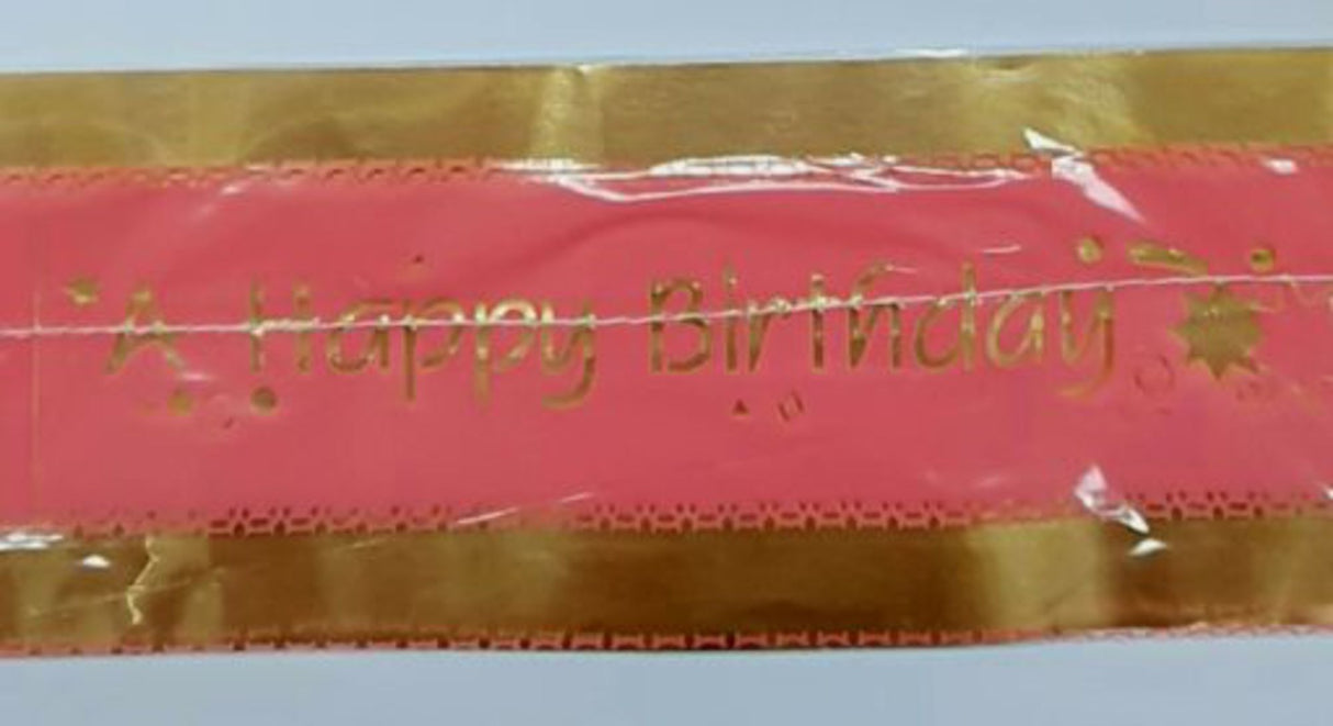 Cake Band Happy Birthday Pink/Gold 63mm (1m)