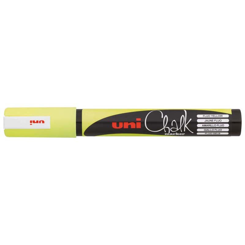 Uni Chalk Marker 1.8-2.5mm Bullet Tip Fluoro Yellow PWE-5M - Cafe Supply