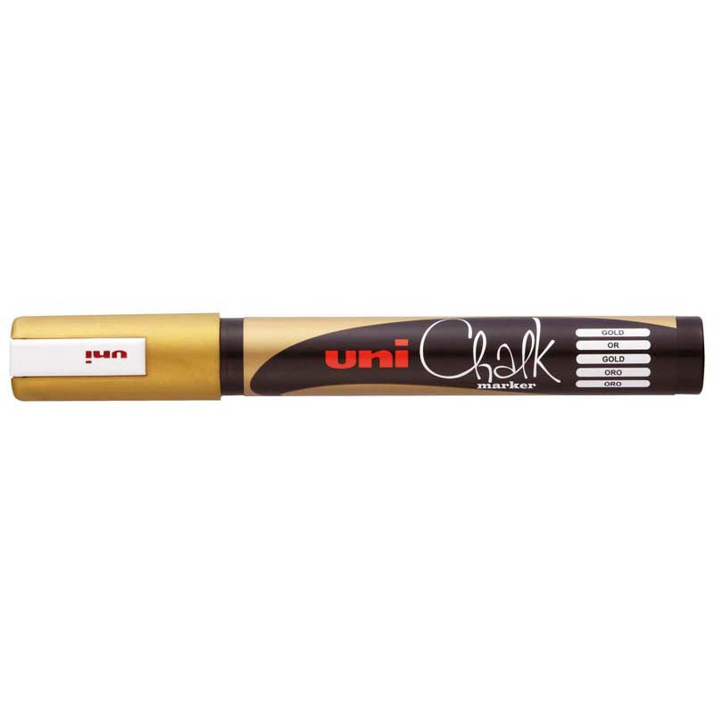 Uni Chalk Marker 1.8-2.5mm Bullet Tip Gold PWE-5M - Cafe Supply