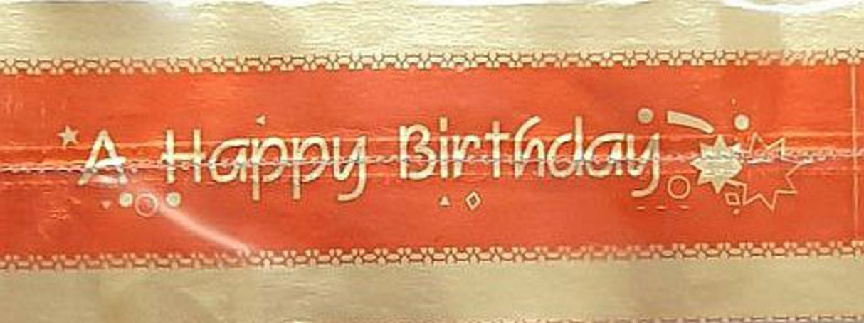 Cake Band Happy Birthday Red/Gold 63mm (7m) (sold out)