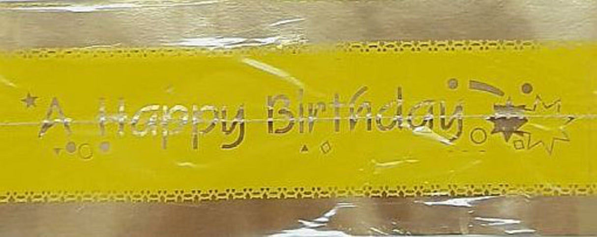 Cake Band Happy Birthday Yellow/Gold 63mm (7m)