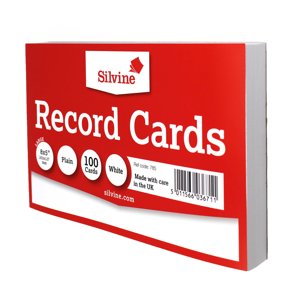 Silvine Record Cards 8x5 Plain - Cafe Supply