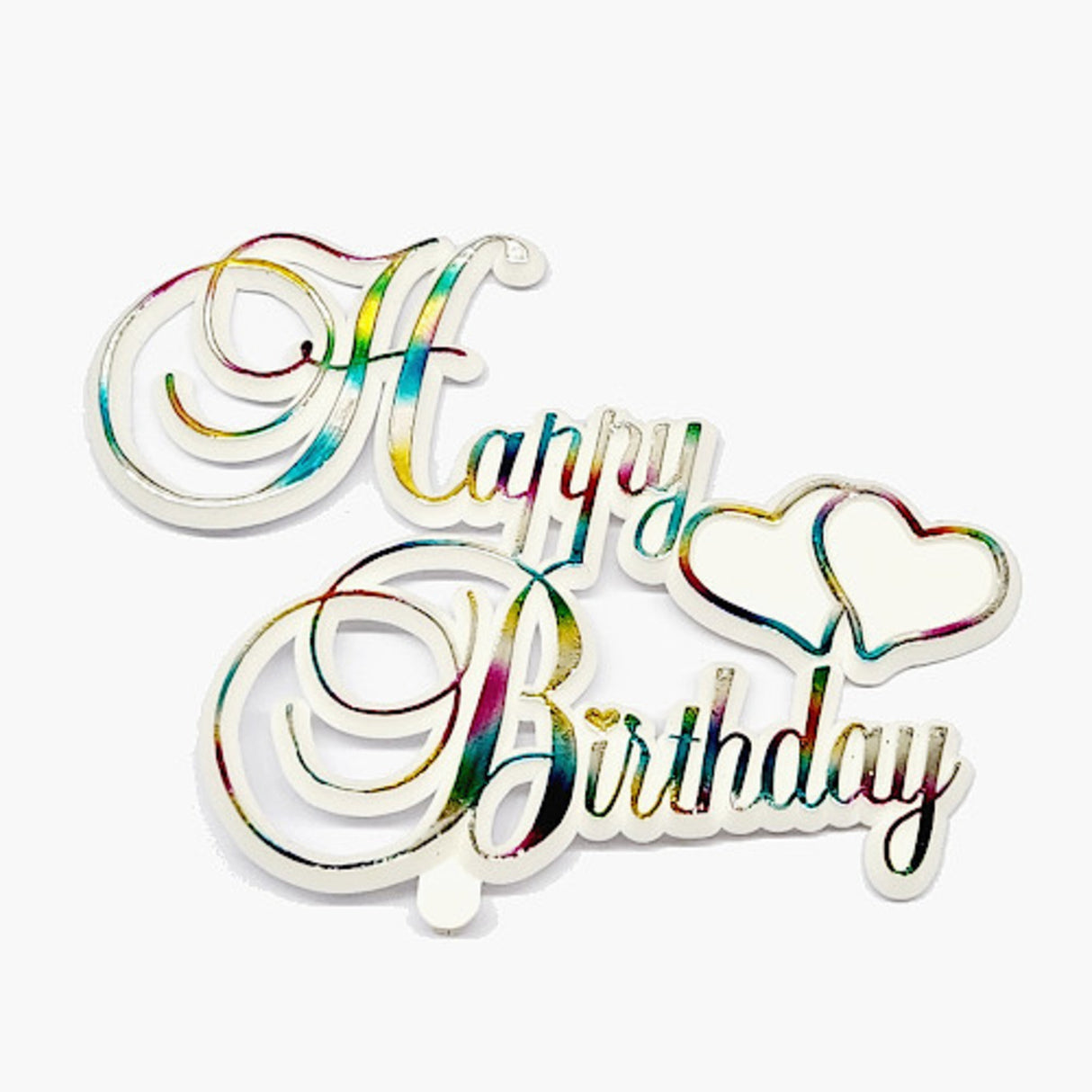 Happy Birthday Motto, Multi on white, 100mm (6)