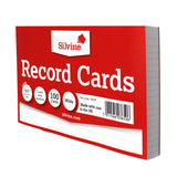 Silvine Record Cards 8x5 Ruled White - Cafe Supply