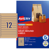 Avery Label L7145 Wrapround Kraft 190x16mm 12up 15 Sheets - Cafe Supply