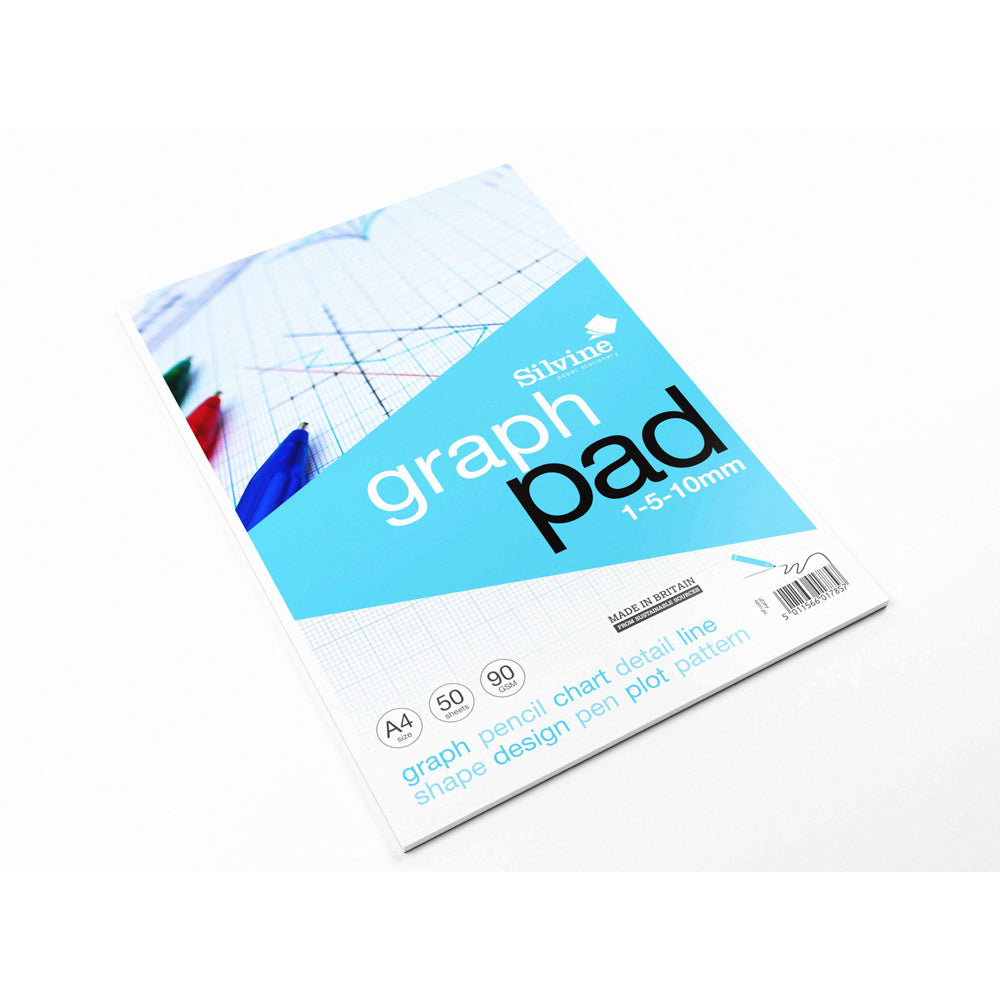 Silvine Graph Pad A4 1-5-10mm 90gsm 50 Sheets - Cafe Supply