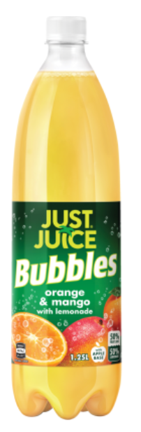 Just Juice Bubbles & Orange Mango With Lemonade Soft Drink 1.25l