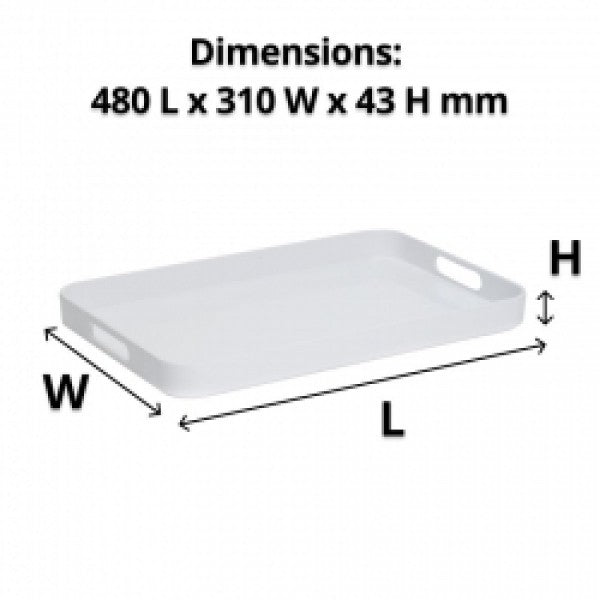 Large White Melamine Tray with Handles