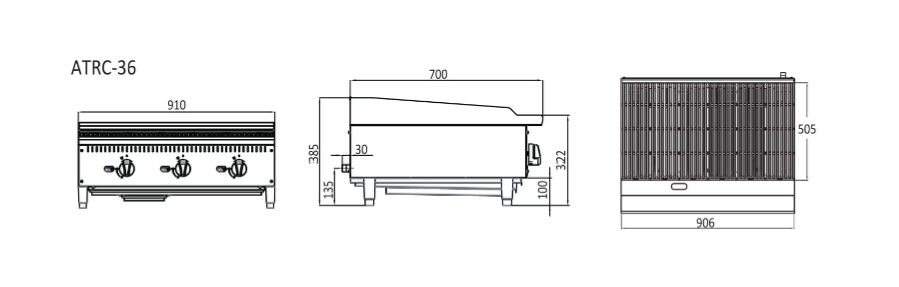 910MM RADIANT BROILER W910 X D700 X H385  |  COOKRITE 1 ATRC-36-LPG - Cafe Supply