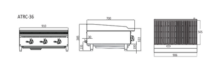 910MM RADIANT BROILER W910 X D700 X H385  |  COOKRITE 1 ATRC-36-LPG - Cafe Supply