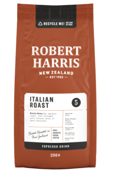 Robert Harris Italian Roast Espresso Grind 100% Arabica Fresh Coffee 200g