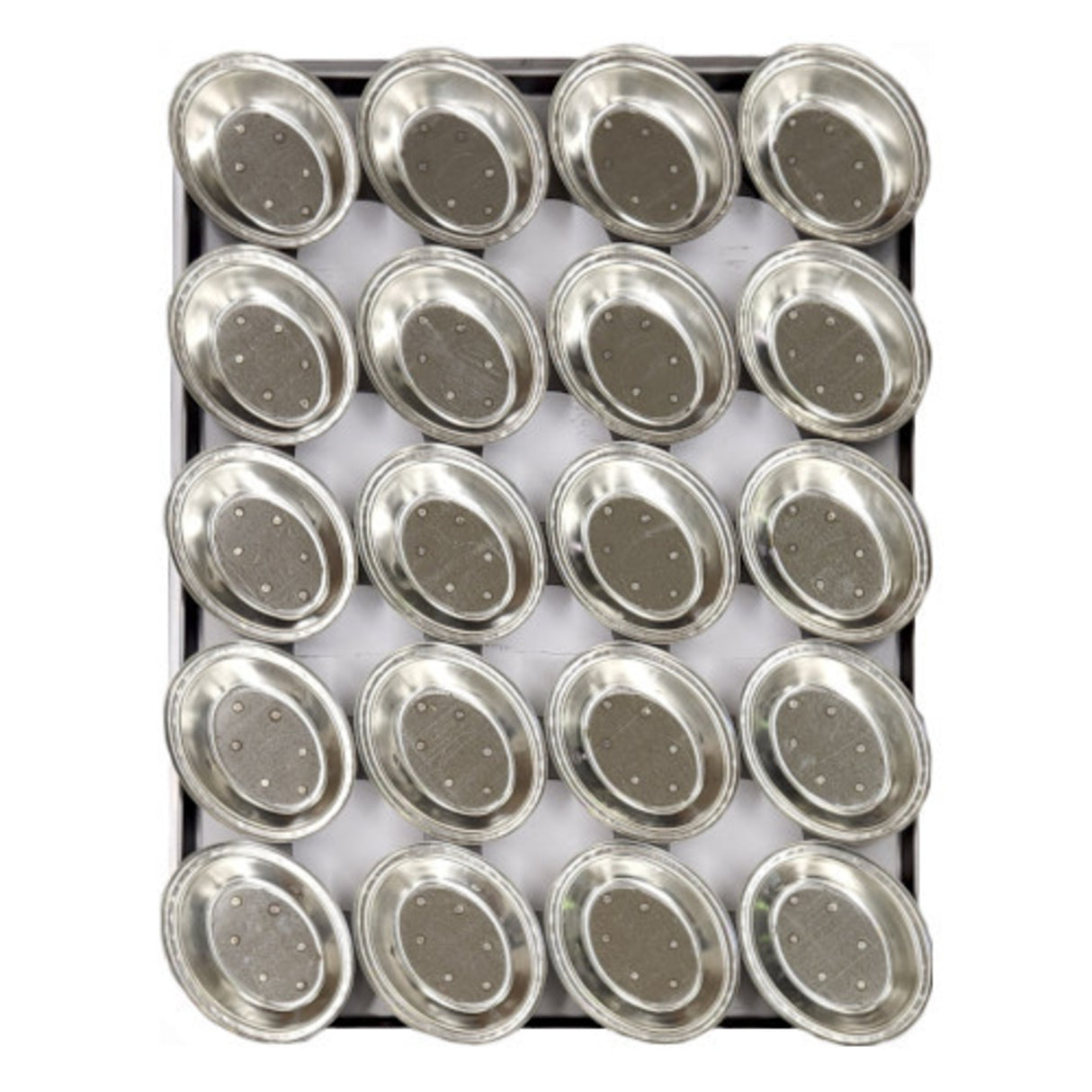 Palletized Pie Tins, (20) Oval 130x105x29mm, Tray size 600x460mm