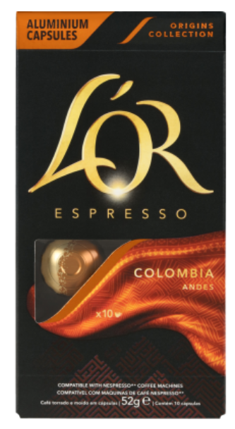 L'OR Espresso Colombia Intensity 8 Coffee Capsules 10pk