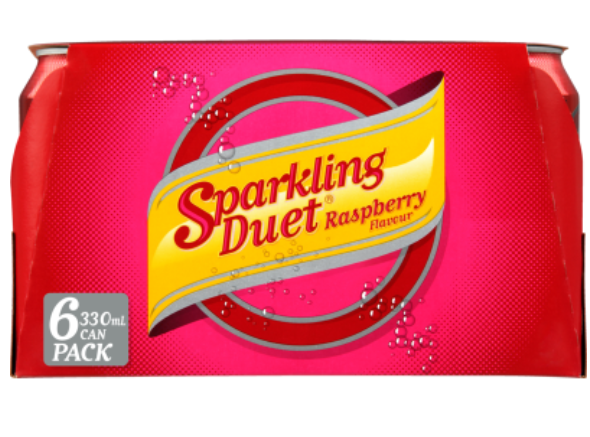 Schweppes Sparkling Duet Raspberry Soft Drink Cans 6 x 330ml